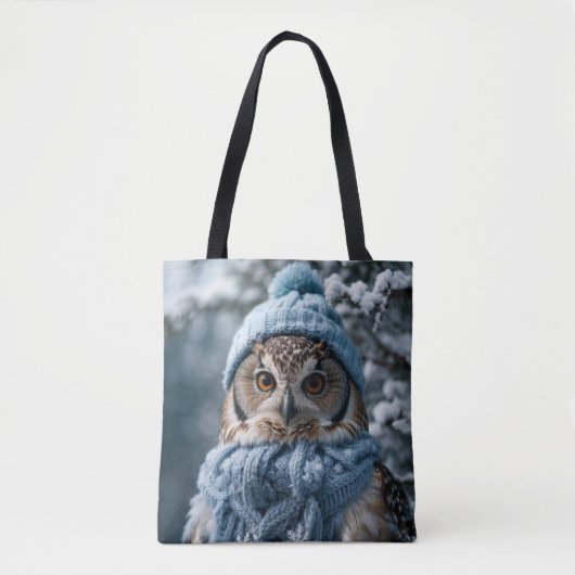 Gezellige grillige Winter Wonderland Uil Tote Bag (Voorkant)