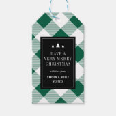 Gezellige groene en witte Buffalo Plaid Kerstmis Cadeaulabel (Voorkant)