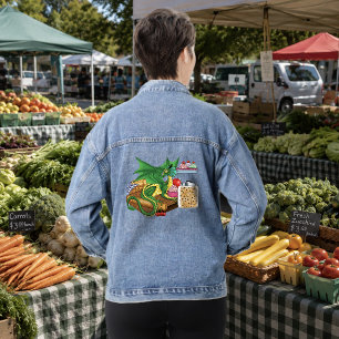 Gezellige Groene Gebak Chef Draak Keuken Bakkerij Denim Jacket