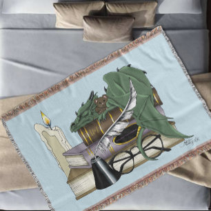 Gezellige Groene Whimsical Slaande Draak Boekenlie Deken