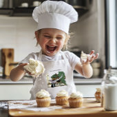 Gezellige Groene Whimsical Slaande Draak Boekenlie Kinder Schort