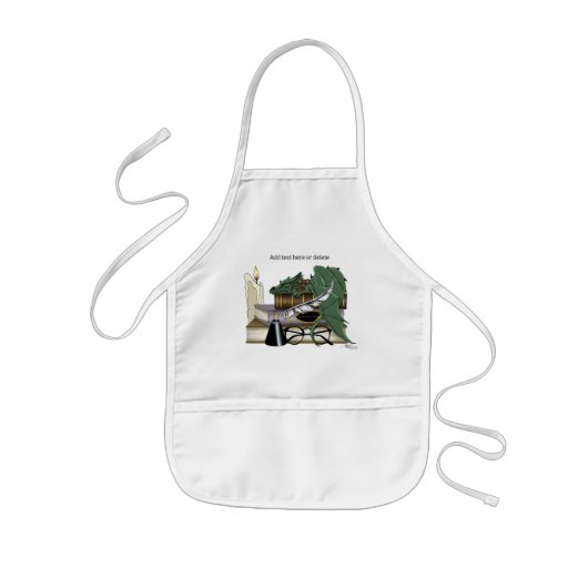 Gezellige Groene Whimsical Slaande Draak Boekenlie Kinder Schort (Voorkant)