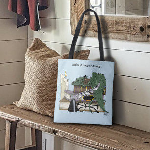 Gezellige Groene Whimsical Slaande Draak Boekenlie Tote Bag