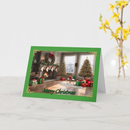 Gezellige Groeten Kerst Kaart (Gele Bloem)