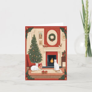Gezellige Haard - Classicisme Vintage Kerstkat Feestdagen Kaart