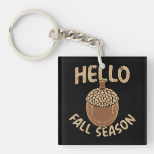 Gezellige Hallo Herfst Seizoen Eikel Sleutelhanger