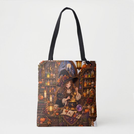 Gezellige Halloween Apotheek Heks Tote Bag (Voorkant)