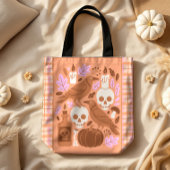 Gezellige Halloween Moderne Folk Art Pastel Plaid Tote Bag