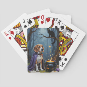 Gezellige Halloween-schildering van een Beagle-hon Pokerkaarten