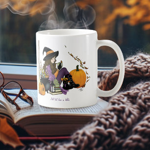 Gezellige heks vibes Halloween pompoenen Paarse Koffiemok