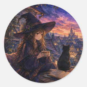 Gezellige Heks Zonsondergang Sticker