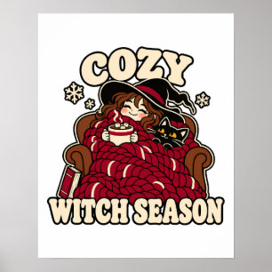 Gezellige Heksen Seizoen Winter Yule Kunst Poster