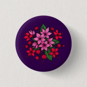 Gezellige heldere bloemstuk ronde button 3,2 cm