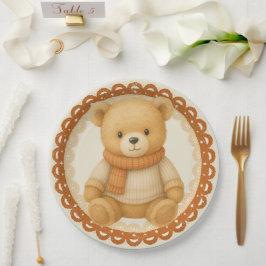 Gezellige herfst baby shower | Neutrale crème & or Papieren Bordje