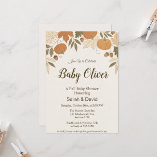 Gezellige herfst baby shower viering kaart
