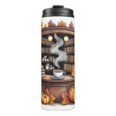 Gezellige herfst bibliotheek koffie thermosfles (Voorkant)