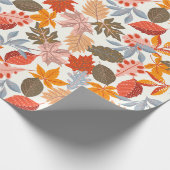 Gezellige herfst bladeren schattig patroon cadeaupapier (Hoek)