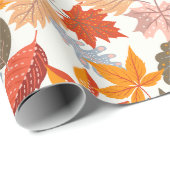 Gezellige herfst bladeren schattig patroon cadeaupapier (Rol Hoek)