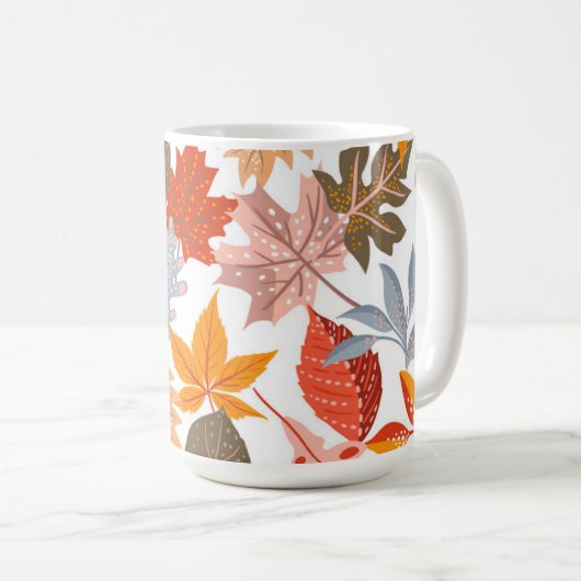Gezellige herfst bladeren schattig patroon koffiemok (Voorkant rechts)