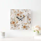 Gezellige herfst Bloemen Botanische Print Vierkante Klok (Huis)