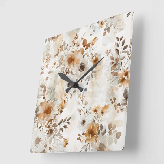 Gezellige herfst Bloemen Botanische Print Vierkante Klok (Hoek)