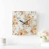 Gezellige herfst Bloemen Botanische Print Vierkante Klok (Huis)