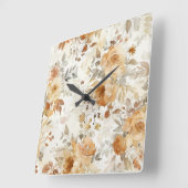 Gezellige herfst Bloemen Botanische Print Vierkante Klok (Hoek)