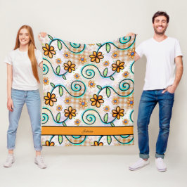 Gezellige Herfst Bloemen Gepersonaliseerde Naam Fleece Deken