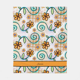 Gezellige Herfst Bloemen Gepersonaliseerde Naam Fleece Deken