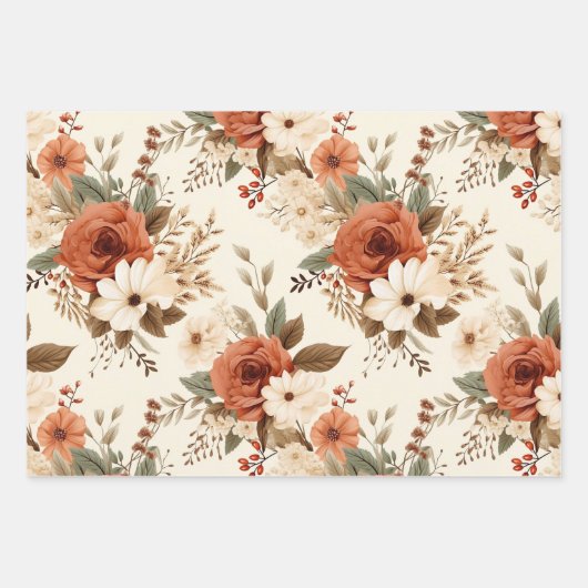 Gezellige herfst bloemenprint digitale kunst inpakpapier vel (Voorkant)