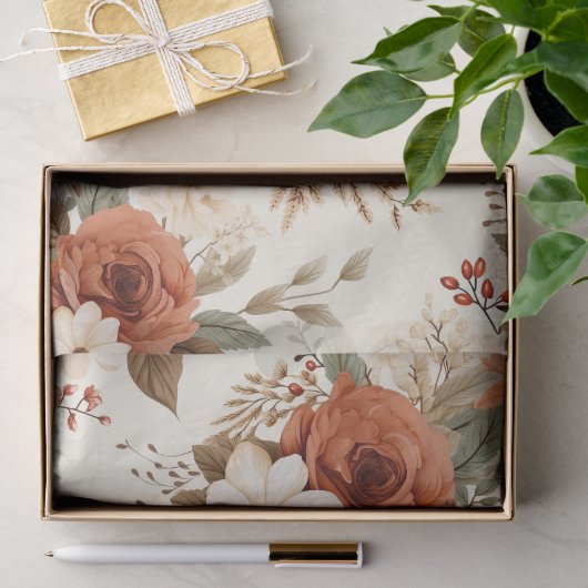 Gezellige herfst bloemenprint digitale kunst tissuepapier (Geschenk)