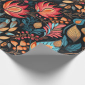 Gezellige herfst bloemenprint digitale volkskunst cadeaupapier (Hoek)