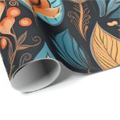 Gezellige herfst bloemenprint digitale volkskunst cadeaupapier (Rol Hoek)