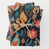 Gezellige herfst bloemenprint digitale volkskunst inpakpapier vel (In situ)