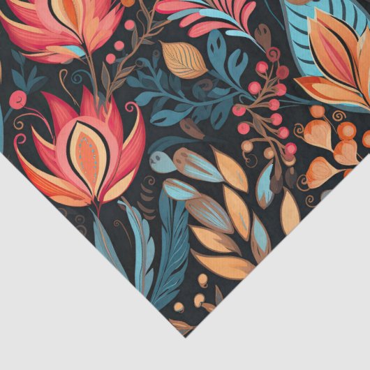 Gezellige herfst bloemenprint digitale volkskunst tissuepapier (Detail)