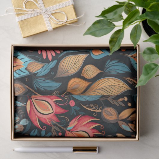 Gezellige herfst bloemenprint digitale volkskunst tissuepapier (Geschenk)