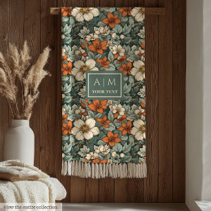 Gezellige herfst bloemige salie terracotta roest k fleece deken