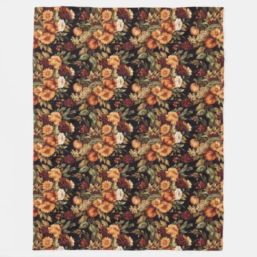 Gezellige herfst Blooms & Pompoenen Gooi Deken (Voorkant)