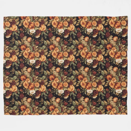 Gezellige herfst Blooms & Pompoenen Gooi Deken (Voorkant (Horizontaal))