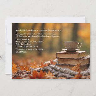 Gezellige herfst-boekclubuitnodiging kaart