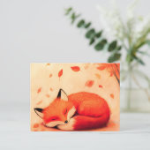 Gezellige Herfst Bos Slaapvos Feestdagenkaart (Staand voorkant)