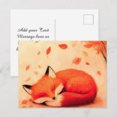 Gezellige Herfst Bos Slaapvos Feestdagenkaart (Voorkant / Achterkant)