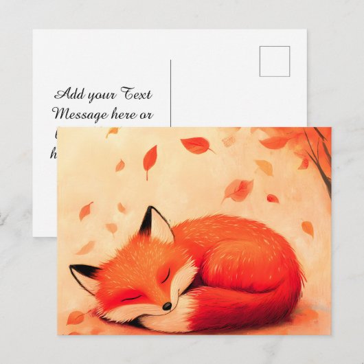 Gezellige Herfst Bos Slaapvos Feestdagenkaart (Voorkant / Achterkant)