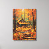 Gezellige herfst Cabin Retreat Fine Art Canvas Afdruk (Voorkant)