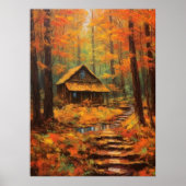 Gezellige herfst Cabin Retreat Fine Art Poster (Voorkant)
