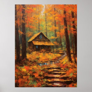 Gezellige herfst Cabin Retreat Fine Art Poster