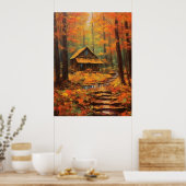 Gezellige herfst Cabin Retreat Fine Art Poster (Keuken)