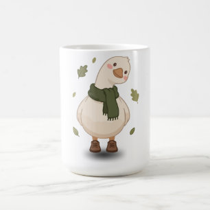 Gezellige herfst cartoon eend koffiemok