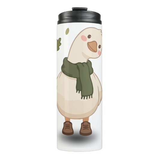 Gezellige herfst cartoon eend thermosbeker (Voorkant)