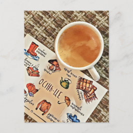 Gezellige Herfst Cup van Espresso Coffee Briefkaar Briefkaart